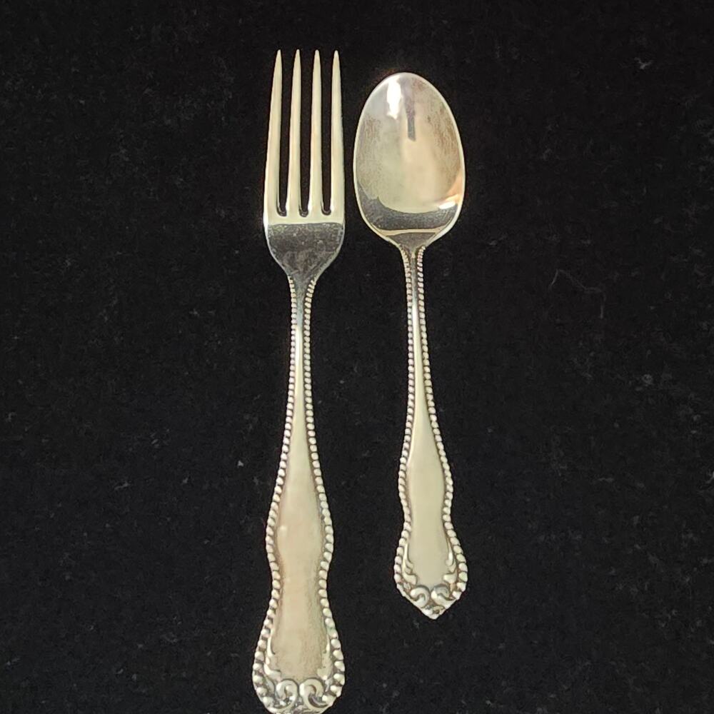 Vintage Rockford Silver Plate Co Fork Spoon Children's Engraved "Robert" Swirl